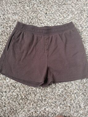 High-Waist Brown Waffle Knit Women's Shorts